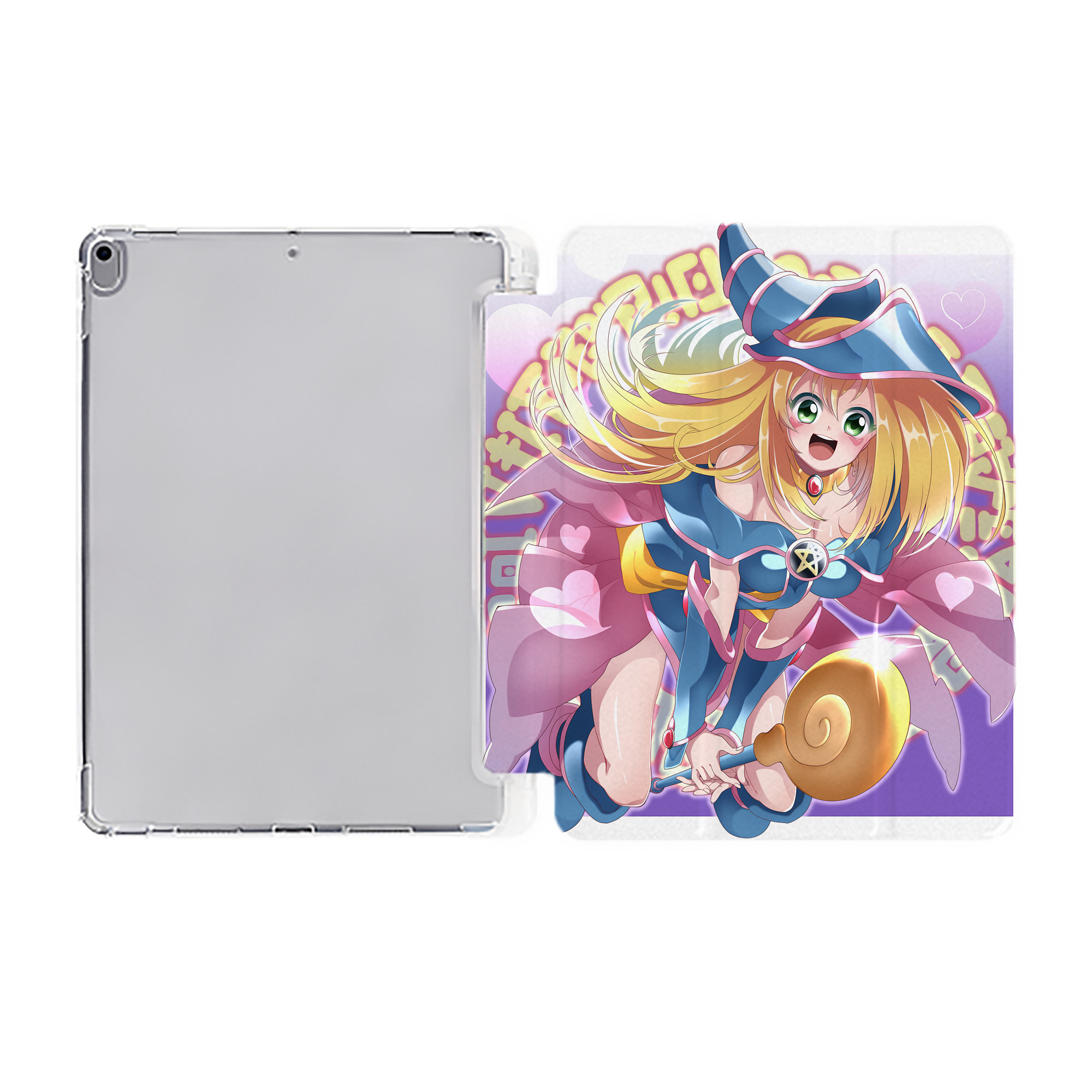 （画像用） 遊☆戯☆王 Yu-Gi-Oh! IPad ケース ペン収納付き 三つ折りスタンド PUレザー×シリコン 対応機種9.5/10.5/10.9インチ